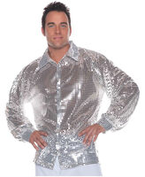 Mens Silver Sequin Disco Costume