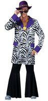 Mens Zebra Zoot Suit Pimp Costume