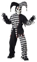 scary evil jester kids costume