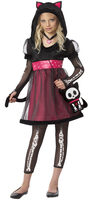 gothic cat girls skeleton costume