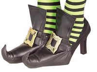 gold buckle witch shoe covers