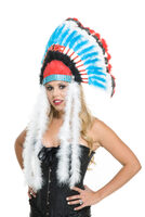 red blue and black indian headdress