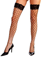 Black Fence Net Thigh High Stockings