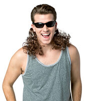 brown curly men's wig 